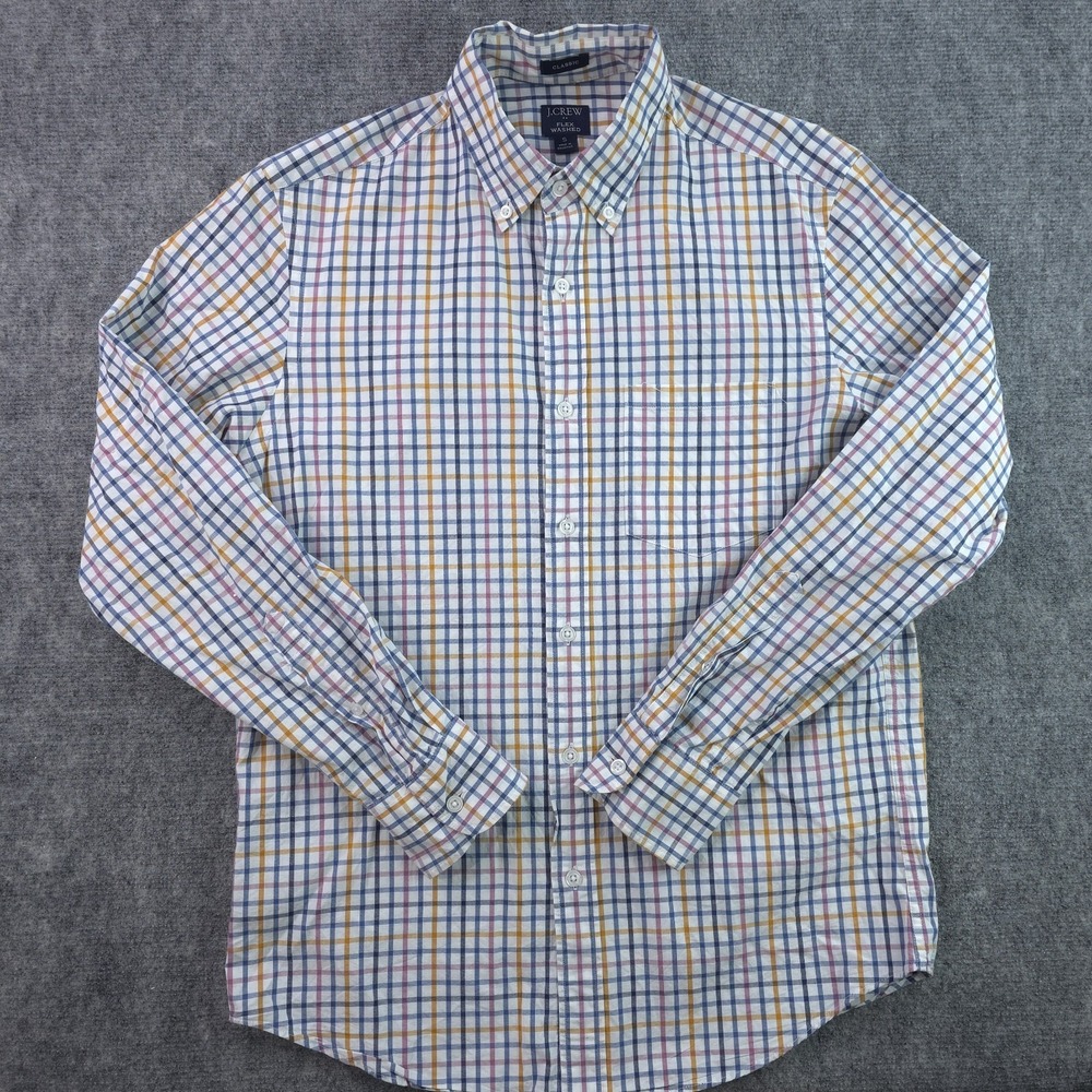 J Crew Flex Washed Shirt Small Classic Long Sleeve Button Down‎ Multicolor Plaid